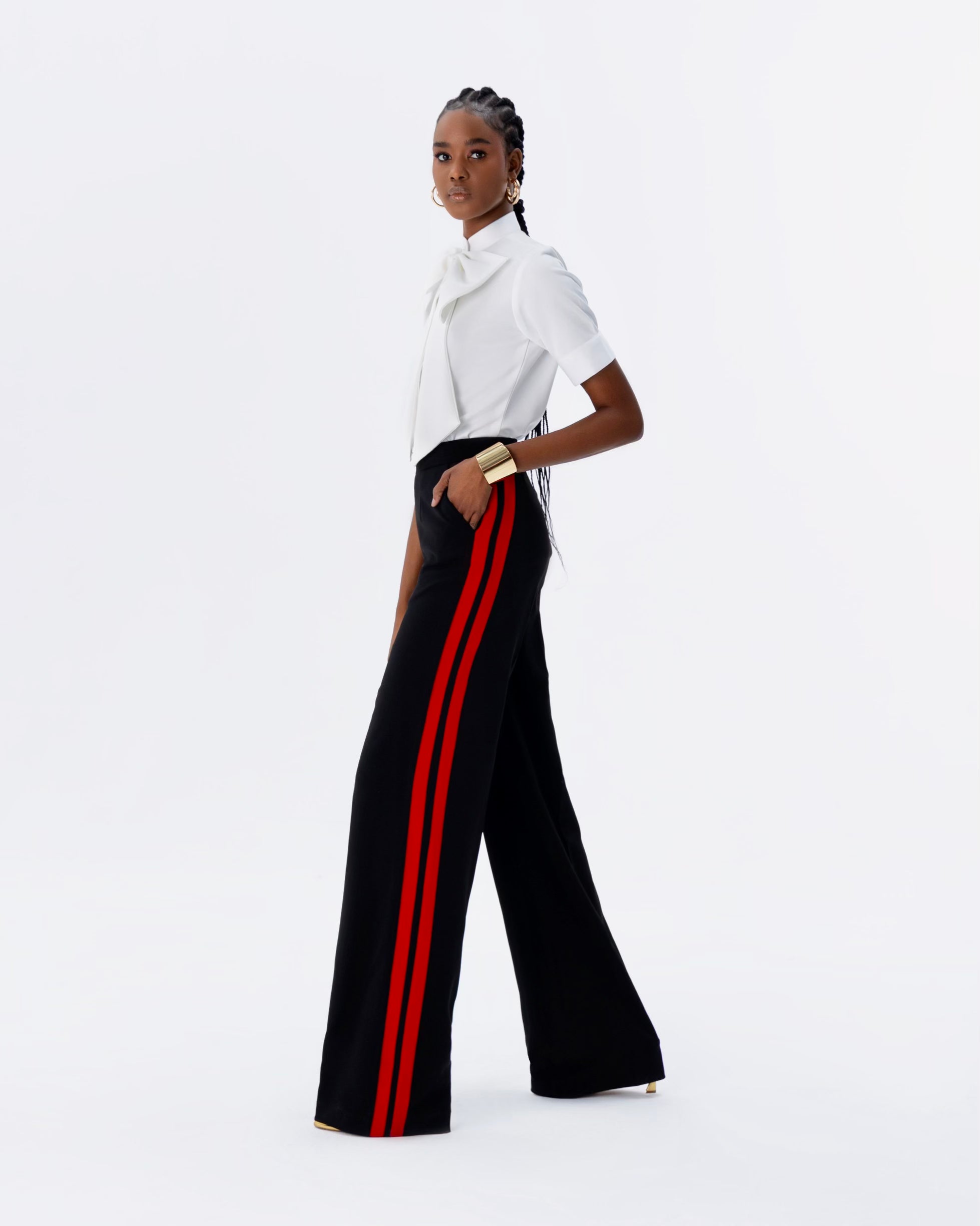 Stripe Freckle Drape Pants