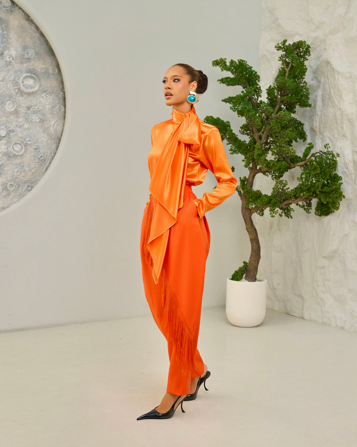 Orange Fringe Pants