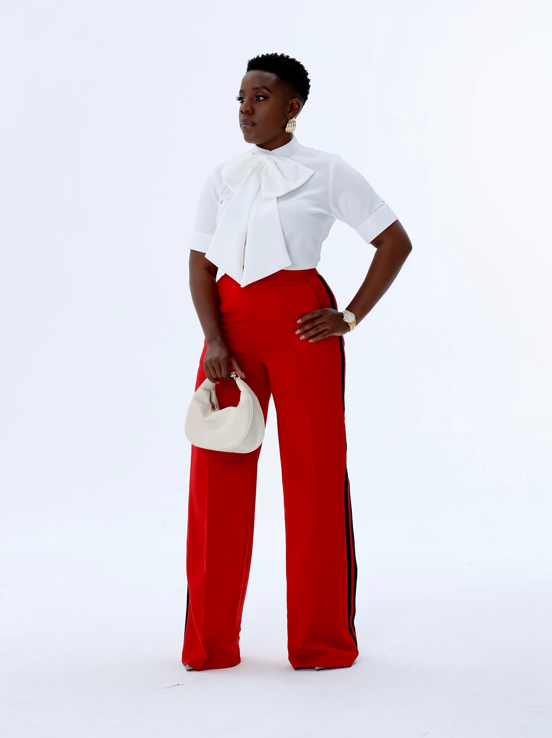Red Stripe Pants 12 / Crepe / Standard Length Red Stripe Pants 12 / Crepe / Standard Length