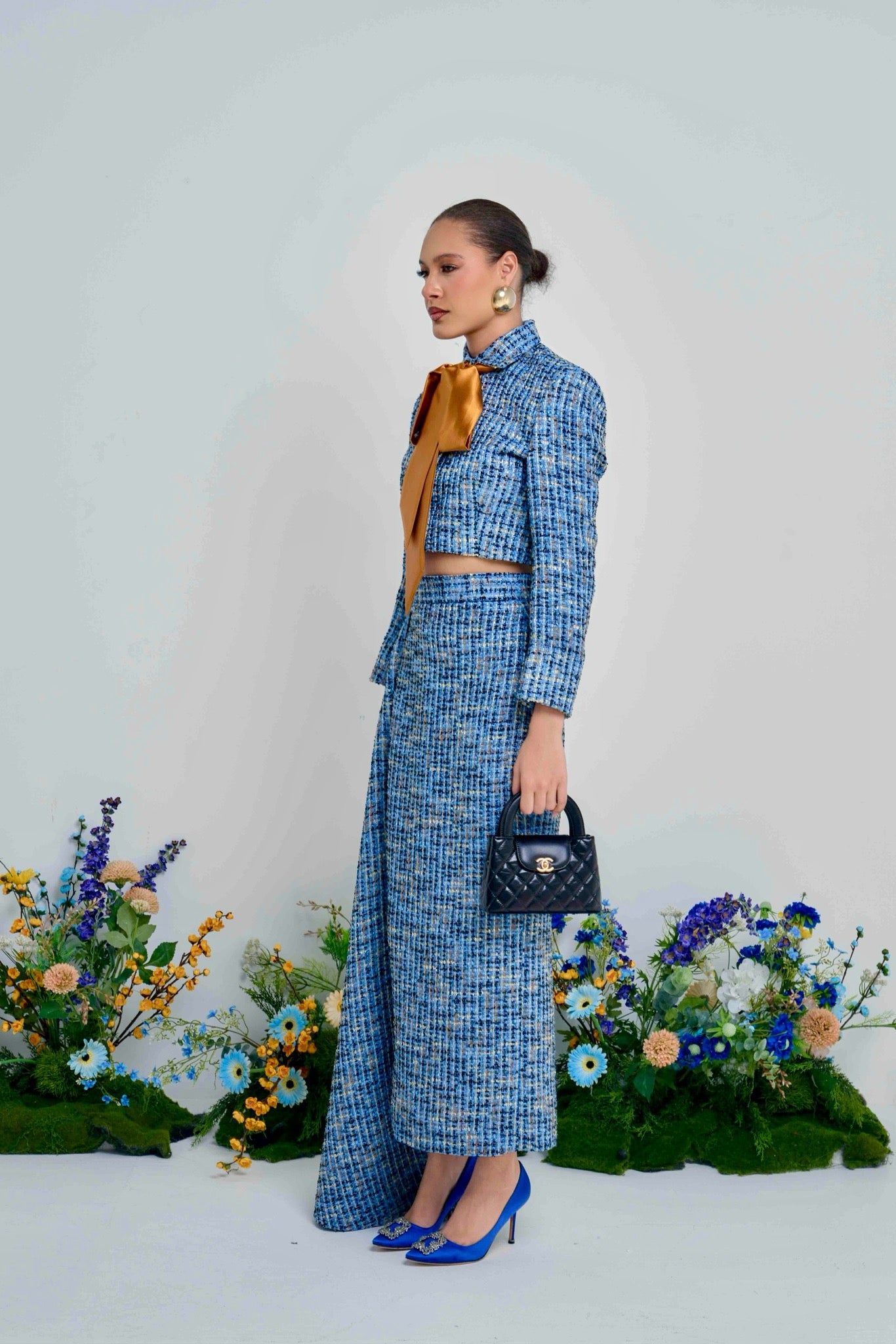 Blue Tweed Midi Skirt – The Ola Skirt Co-Ord Set