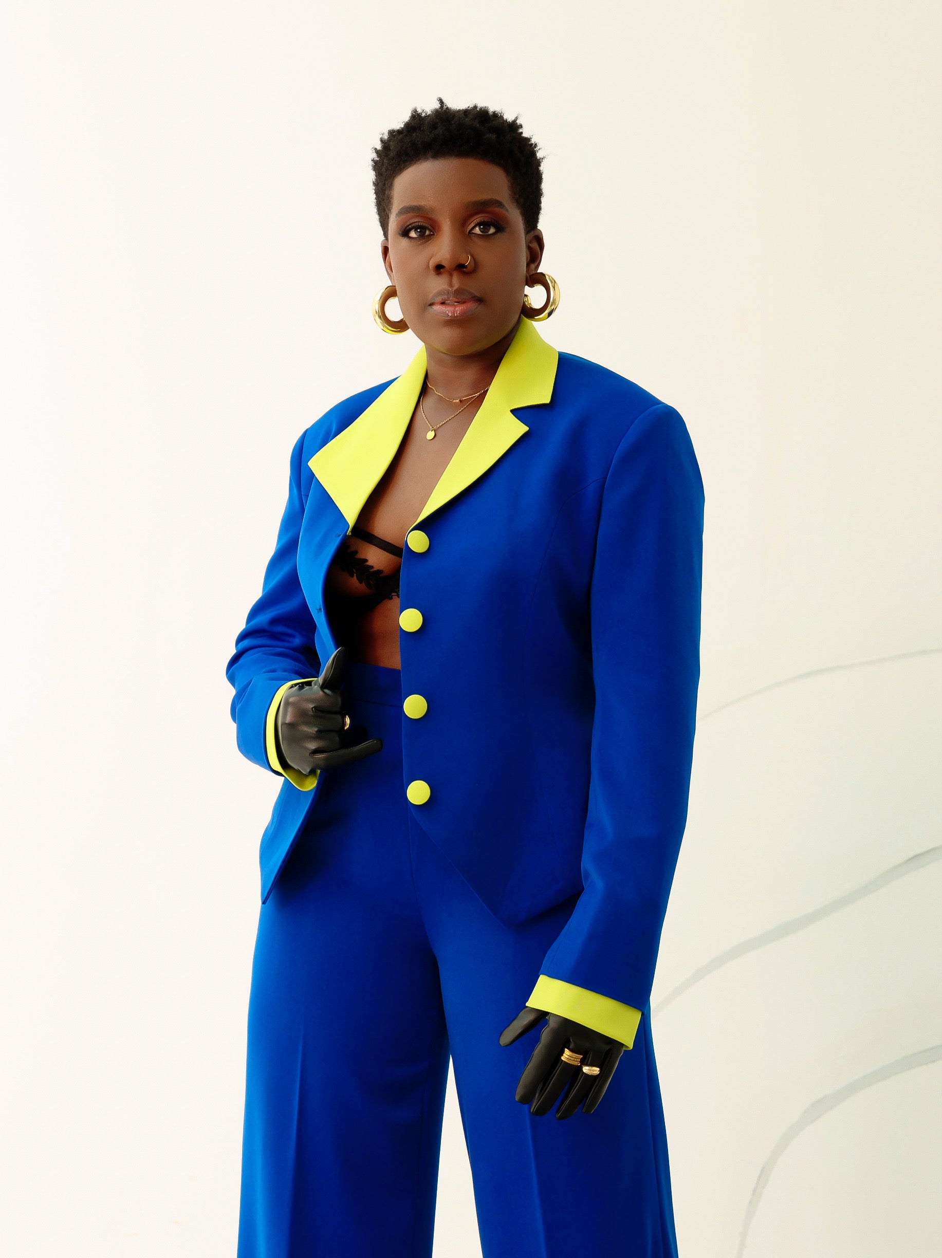 Nathalie Color Burst Suit Set in Blue & Neon Green – Olarsgrace