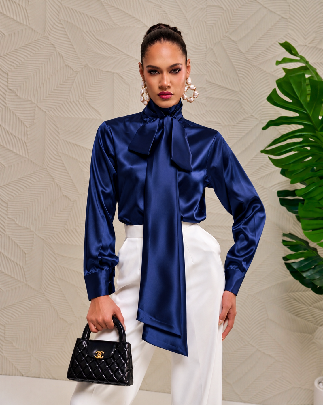 Navy Bow Top