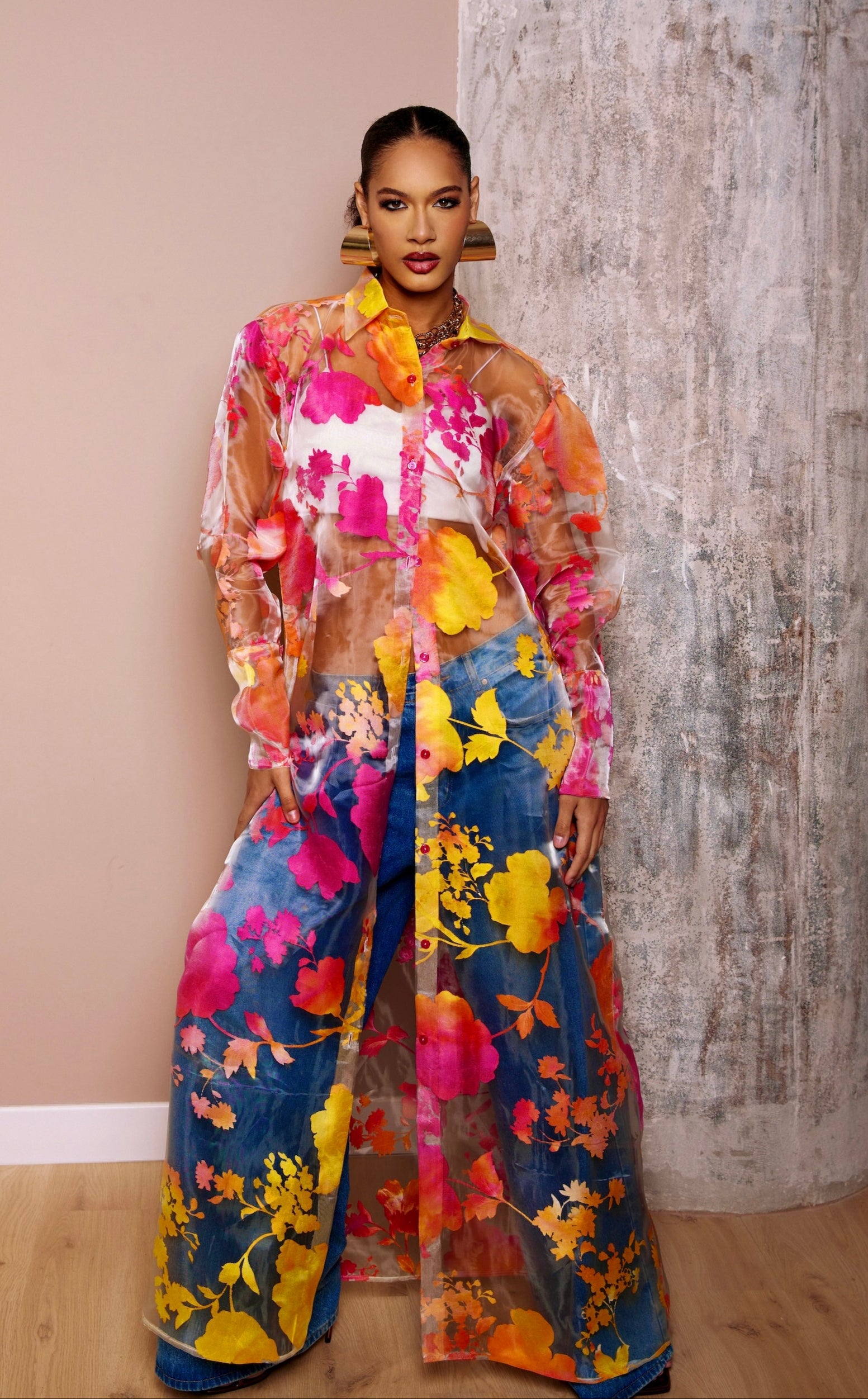 Blossom Shirt Dress 10 / Multicolor / Organza & crepe