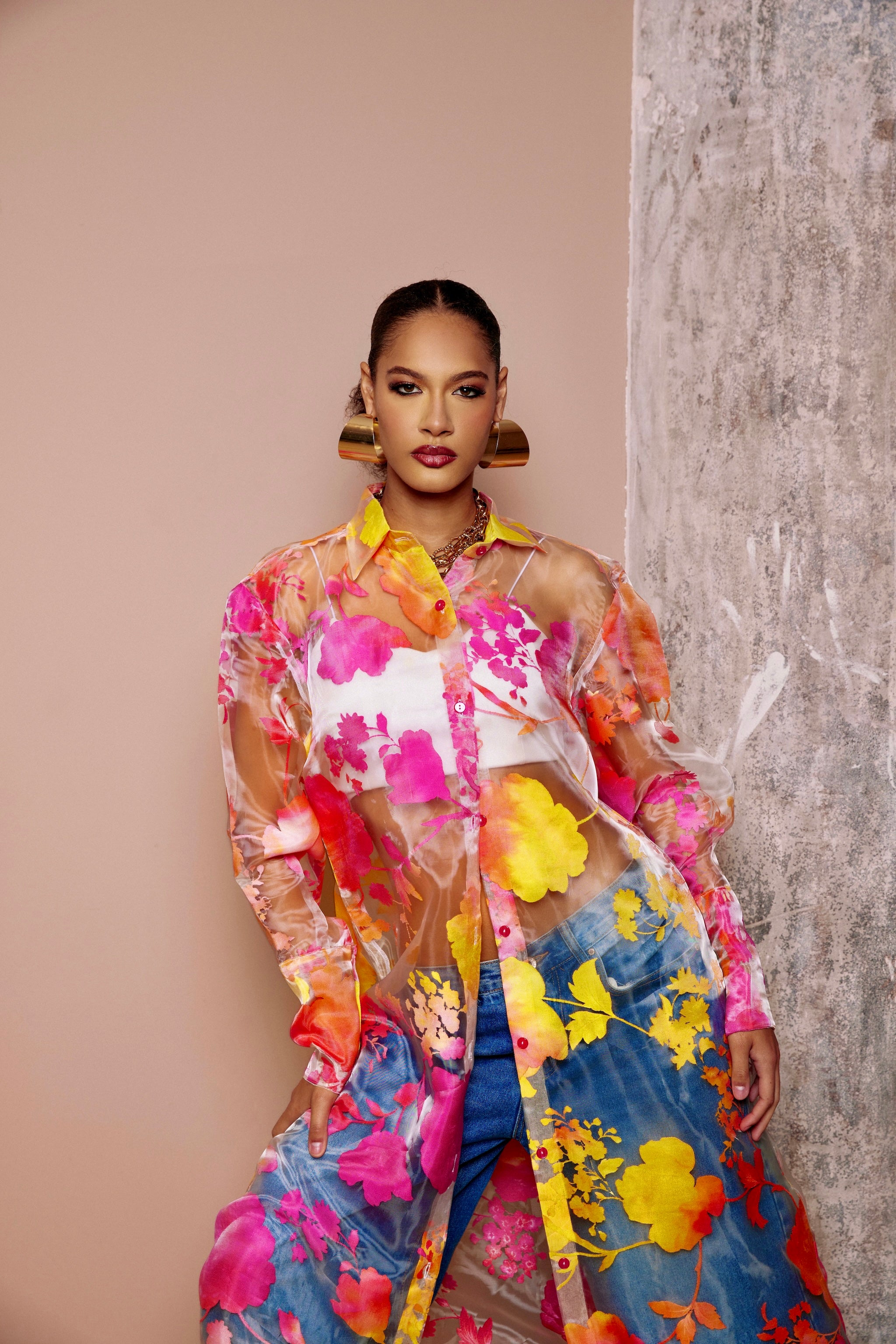 Blossom Shirt Dress 10 / Multicolor / Organza & crepe