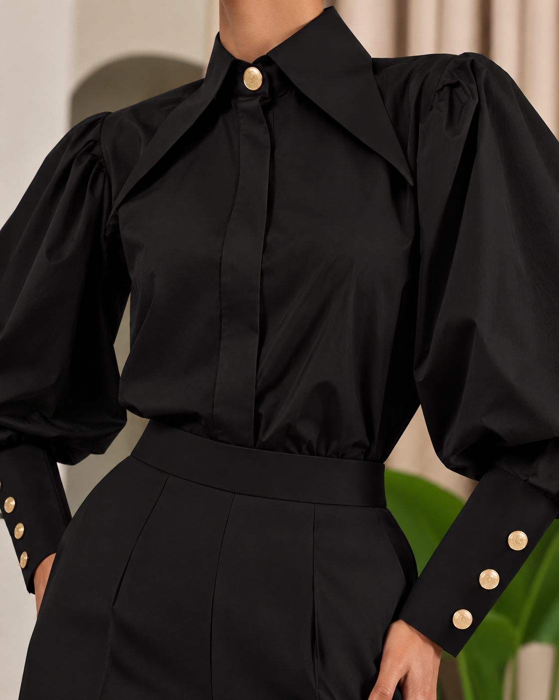 Black-Gold Detail Shirt