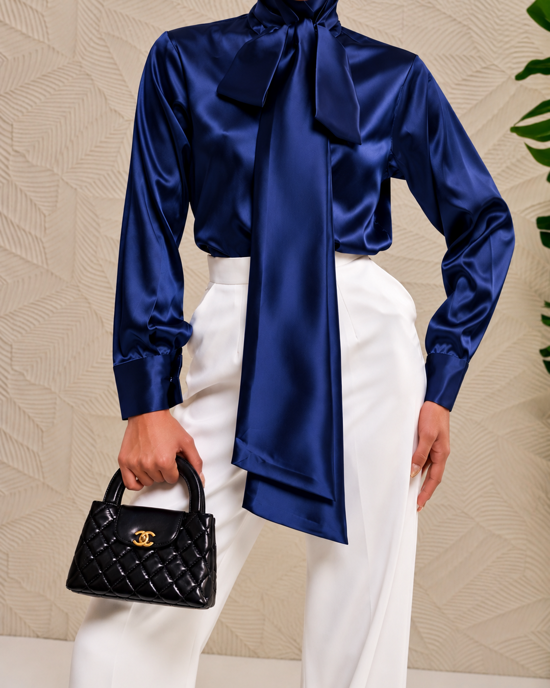 Navy Bow Top