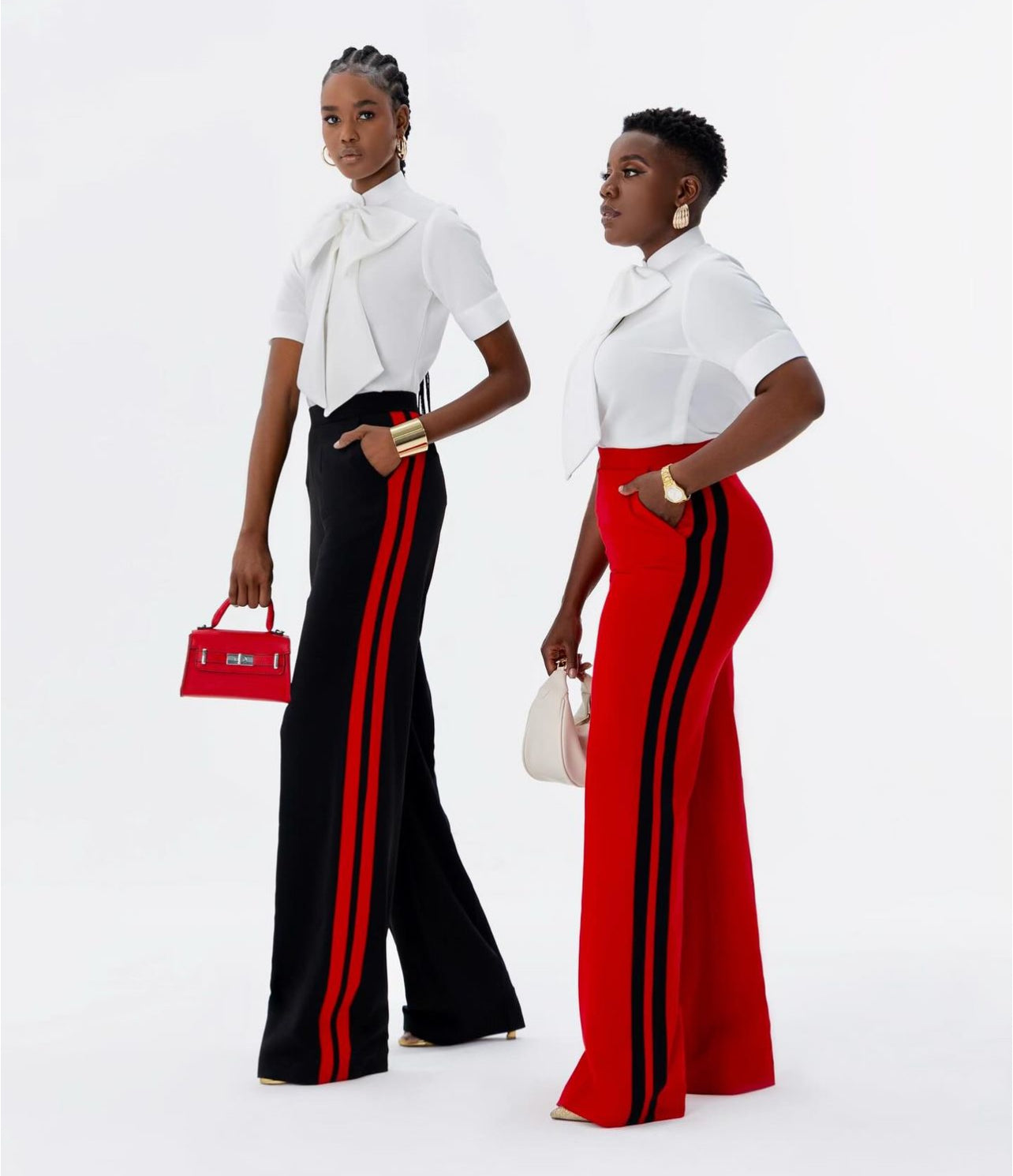 Red Stripe Pants 12 / Crepe / Standard Length