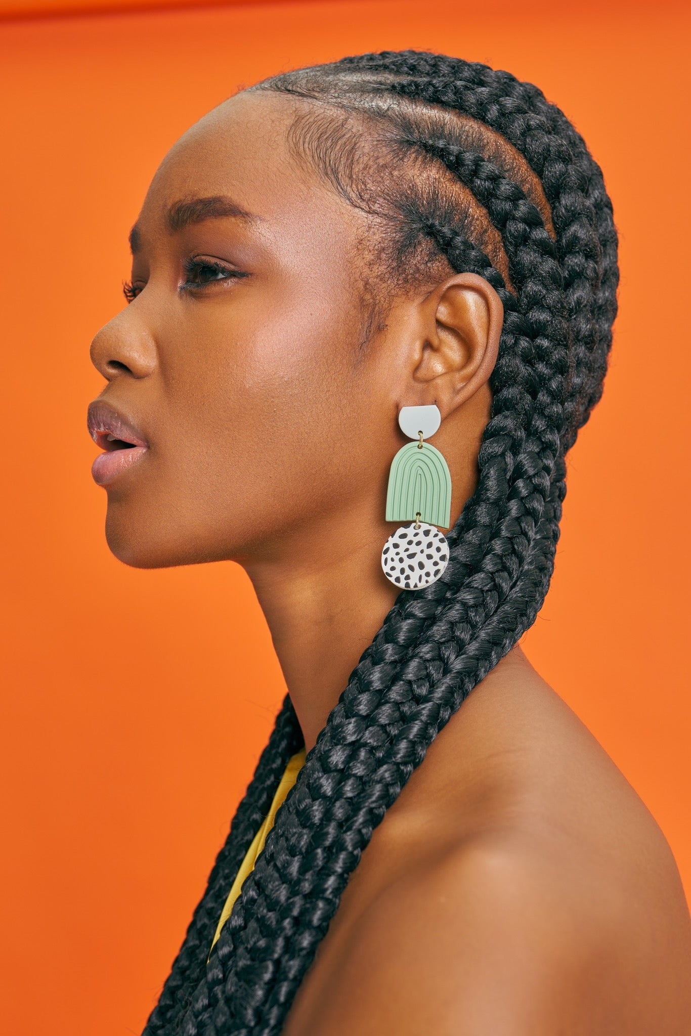 Green & White Earrings