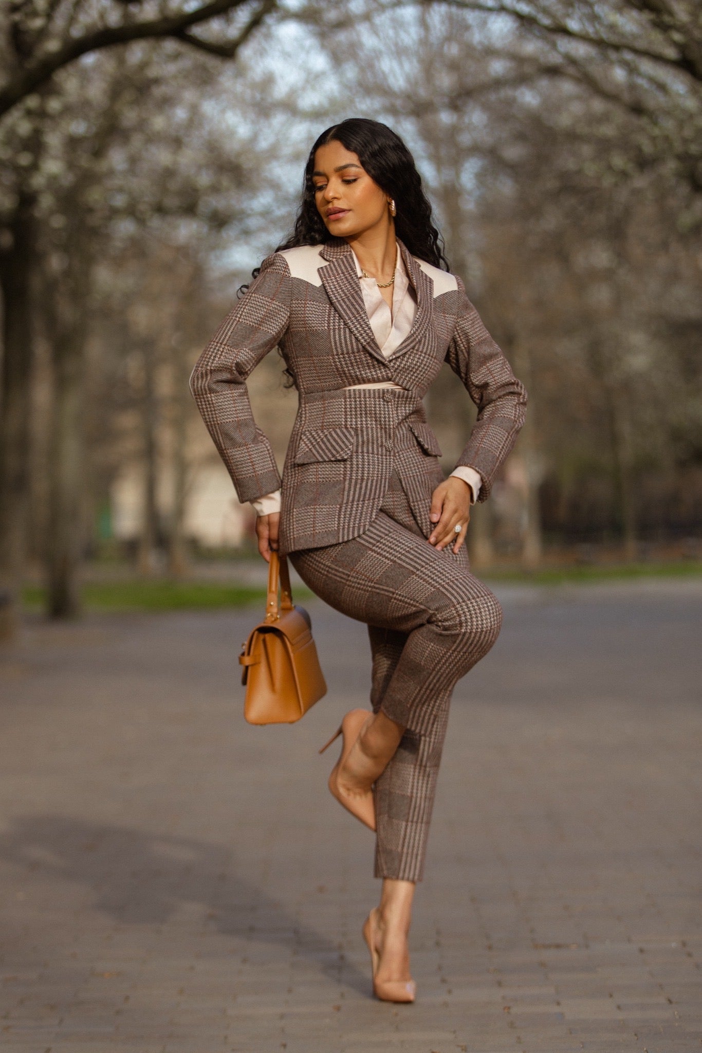 Structured Plaid Suit Set