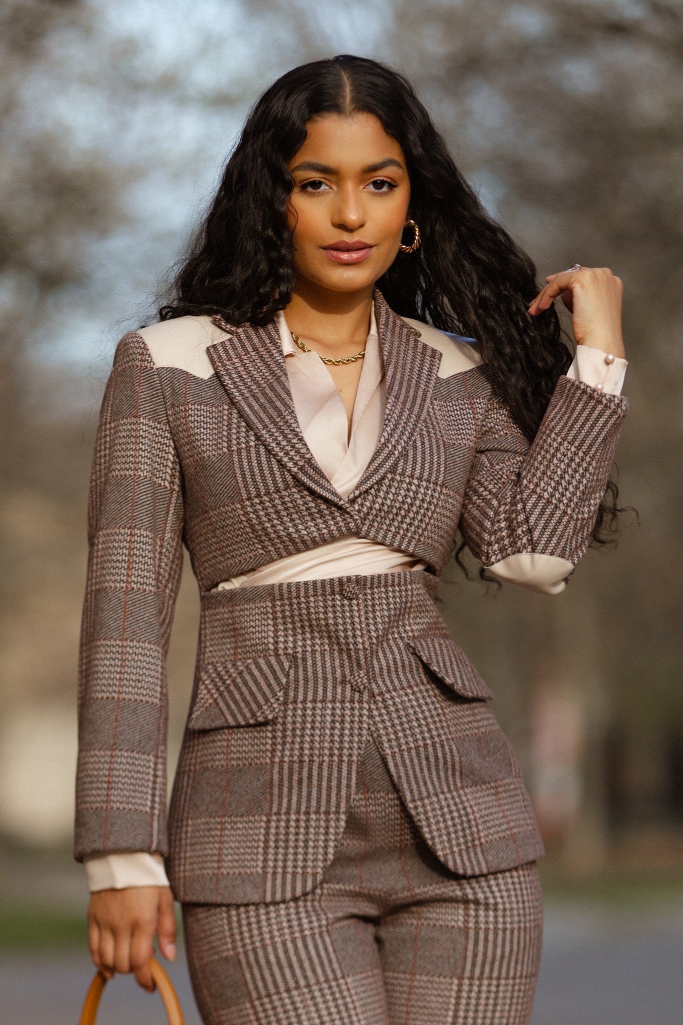 Structured Plaid Suit Set