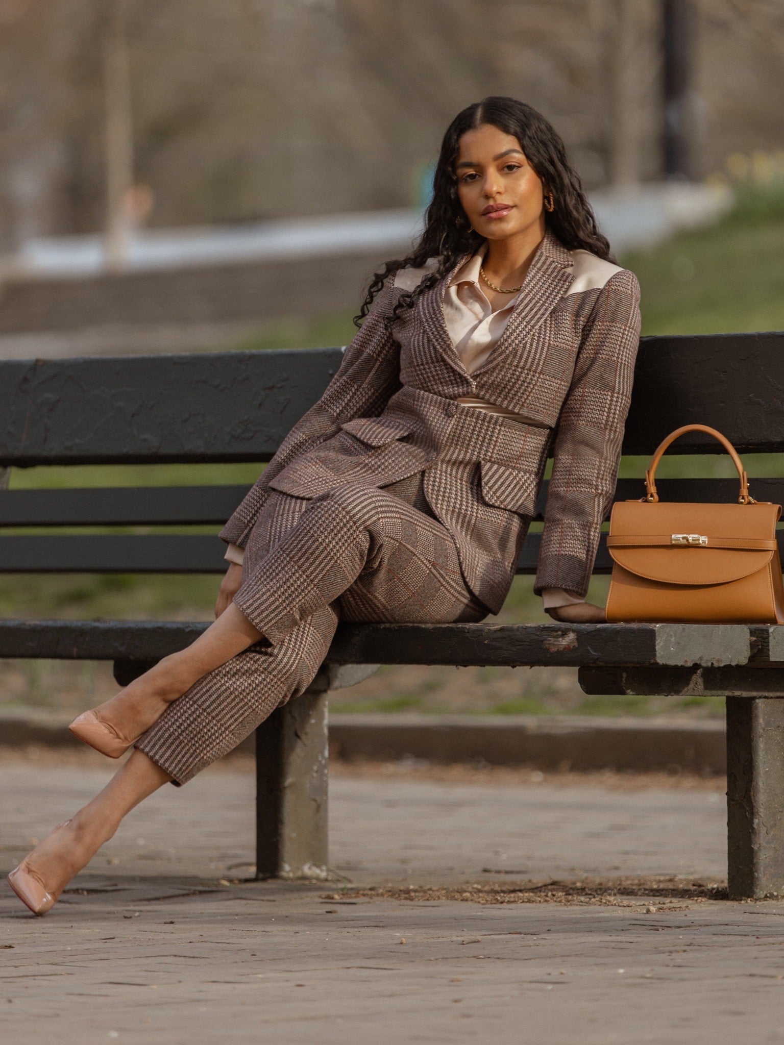 Structured Plaid Suit Set